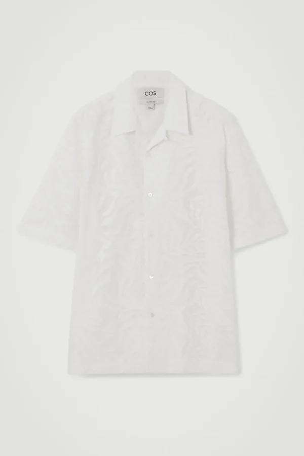 COS RELAXED BRODERIE-ANGLAISE COTTON SHIRT WHITE Store