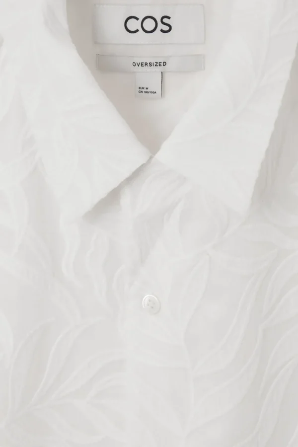 COS RELAXED BRODERIE-ANGLAISE COTTON SHIRT WHITE Store