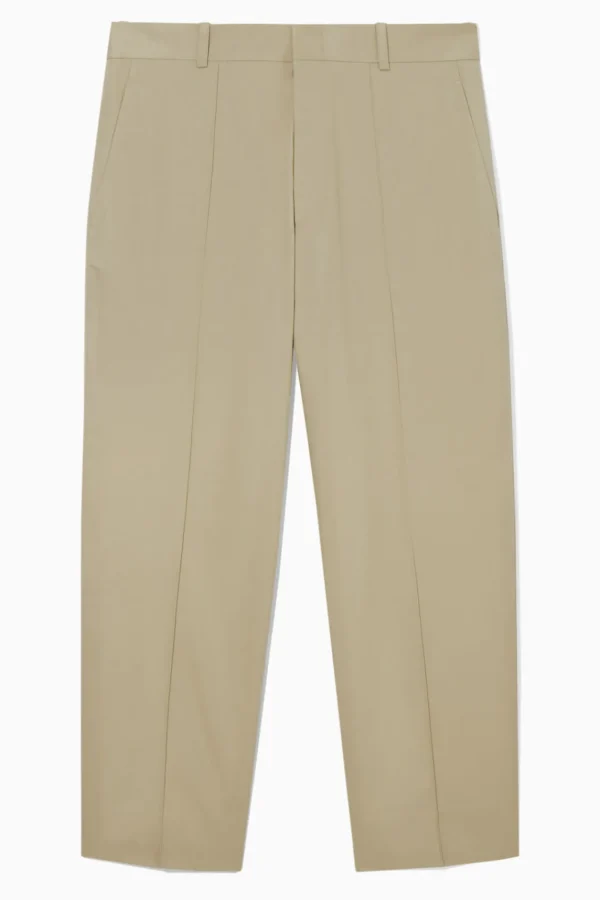 COS RELAXED COTTON CROPPED PANTS BEIGE Clearance