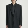 COS RELAXED DOUBLE-BREASTED WOOL BLAZER BLACK Outlet