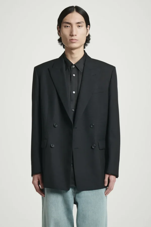 COS RELAXED DOUBLE-BREASTED WOOL BLAZER BLACK Outlet