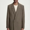 COS RELAXED DOUBLE-BREASTED WOOL-BLEND BLAZER DARK BEIGE Best Sale