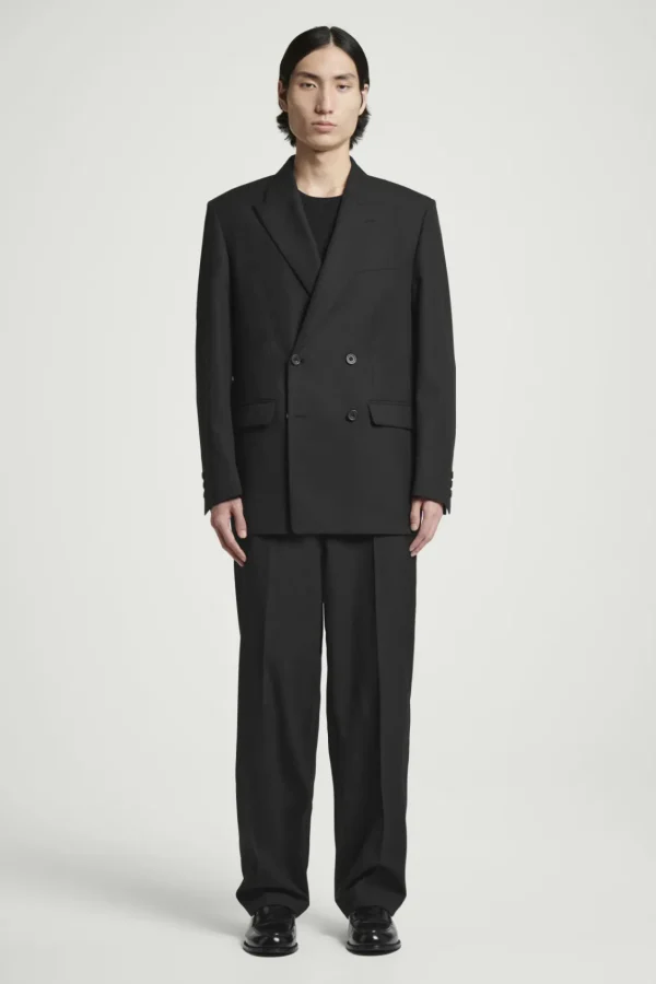 COS RELAXED DOUBLE-BREASTED WOOL BLAZER BLACK Outlet