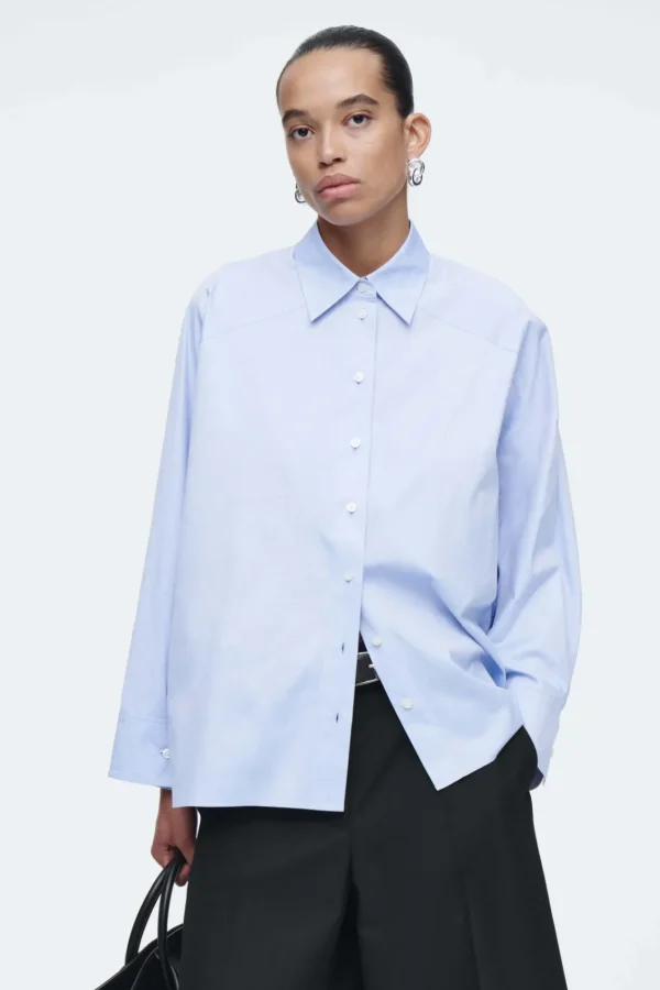 COS RELAXED DOUBLE-CUFF SHIRT LIGHT BLUE Best