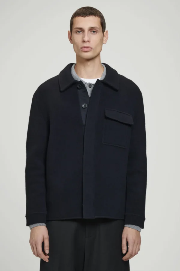 COS RELAXED DOUBLE-FACED WOOL OVERSHIRT NAVY Online