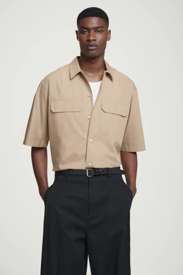 COS RELAXED FLAP-POCKET UTILITY SHIRT BEIGE Flash Sale