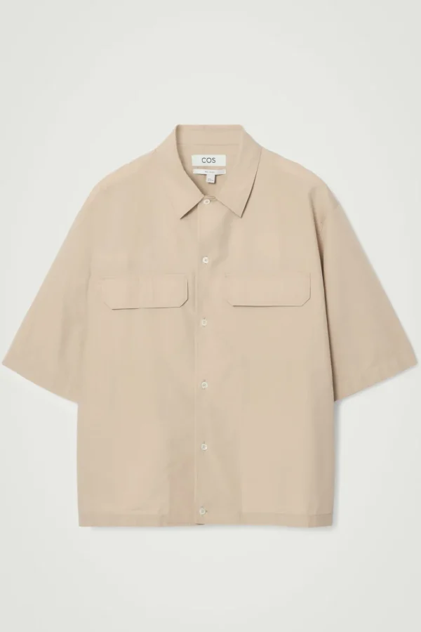 COS RELAXED FLAP-POCKET UTILITY SHIRT BEIGE Flash Sale