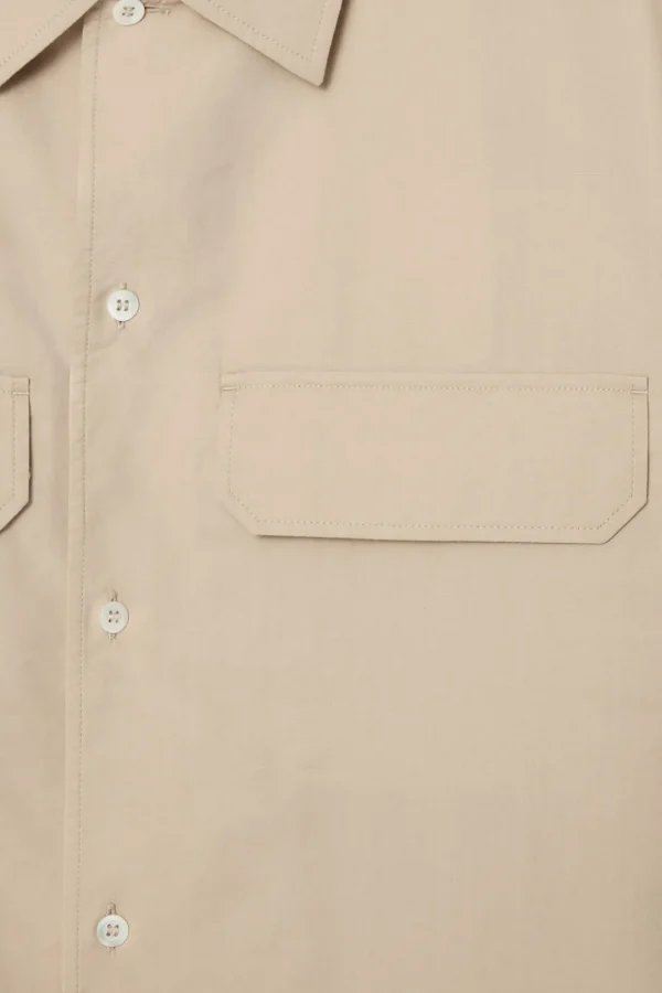 COS RELAXED FLAP-POCKET UTILITY SHIRT BEIGE Flash Sale