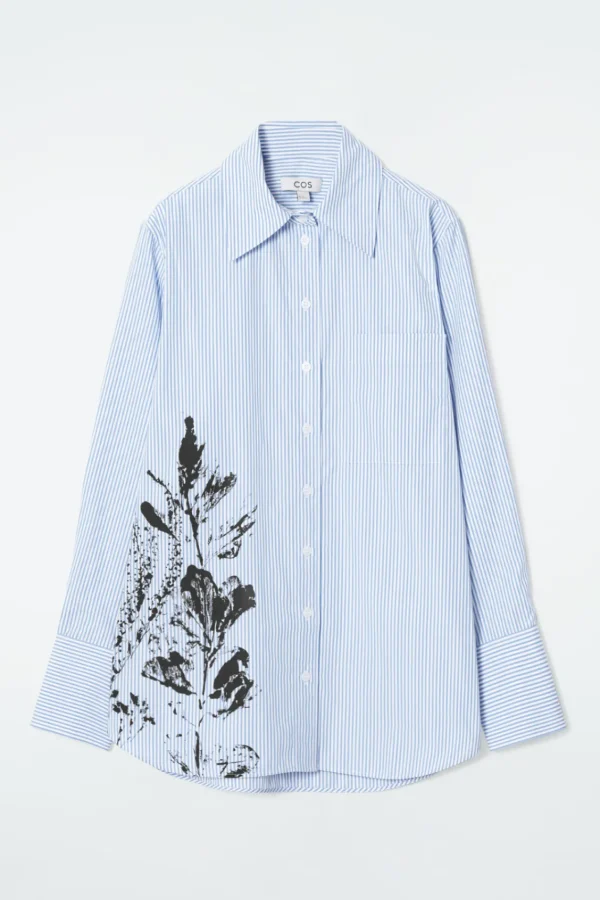 COS RELAXED FLORAL-PRINT STRIPED SHIRT BLUE / FLORAL Store