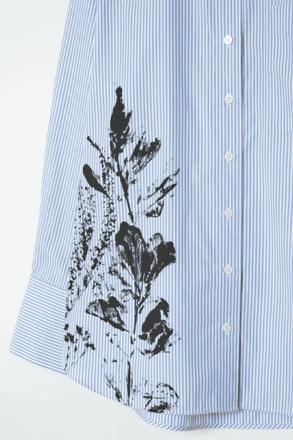 COS RELAXED FLORAL-PRINT STRIPED SHIRT BLUE / FLORAL Store