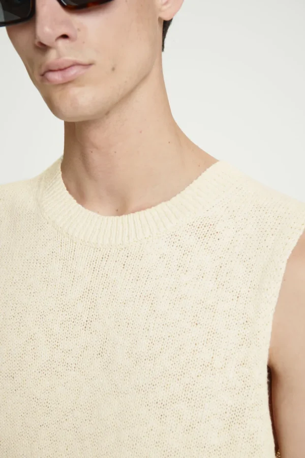 COS RELAXED MÉLANGE-KNIT COTTON TANK OATMEAL MÉLANGE Flash Sale