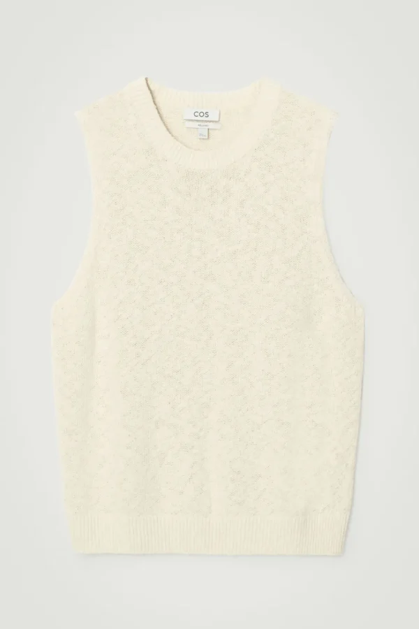 COS RELAXED MÉLANGE-KNIT COTTON TANK OATMEAL MÉLANGE Flash Sale