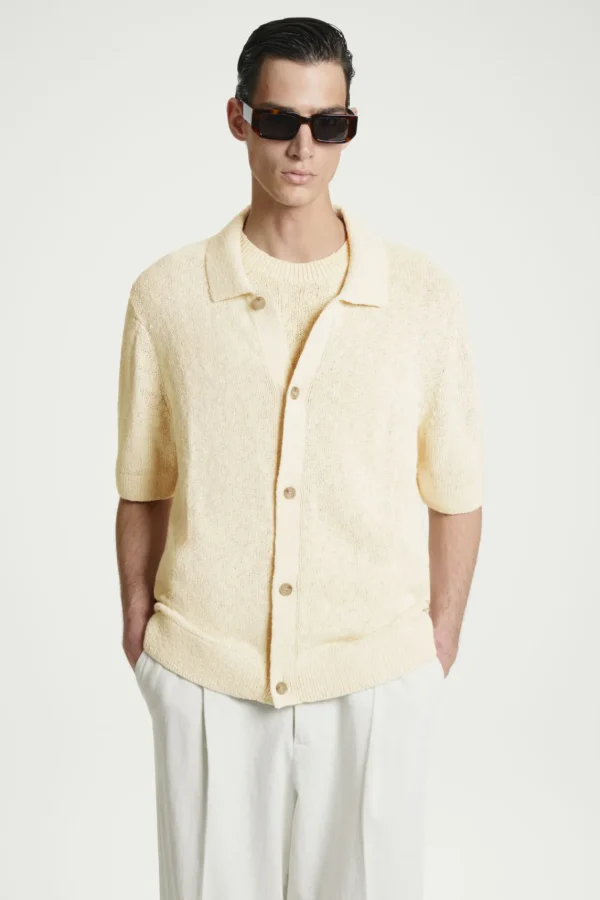 COS RELAXED MÉLANGE-KNIT SHIRT OATMEAL MÉLANGE Cheap