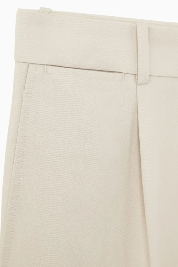 COS RELAXED PLEATED LINEN STRAIGHT-LEG PANTS LIGHT BEIGE Clearance