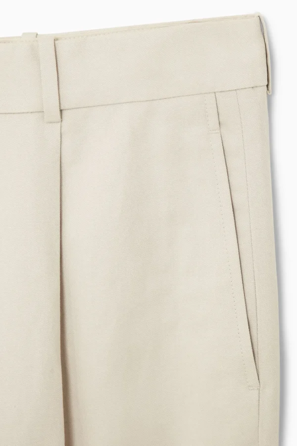 COS RELAXED PLEATED LINEN STRAIGHT-LEG PANTS LIGHT BEIGE Clearance