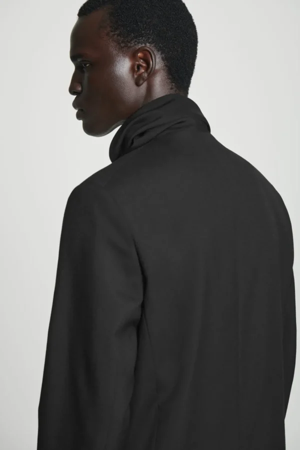 COS RELAXED SHAWL-COLLAR WOOL-HOPSACK BLAZER BLACK Flash Sale