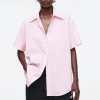 COS RELAXED SHORT-SLEEVED COTTON SHIRT LIGHT PINK Shop