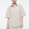 COS RELAXED SHORT-SLEEVED DENIM SHIRT BEIGE Cheap