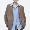 COS RELAXED SINGLE-BREASTED WOOL-BLEND BLAZER MOLE Discount