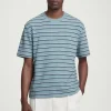 COS RELAXED STRIPED COTTON-BOUCLÉ T-SHIRT BLUE / STRIPED Fashion