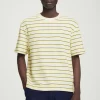 COS RELAXED STRIPED COTTON-BOUCLÉ T-SHIRT YELLOW / STRIPED Flash Sale