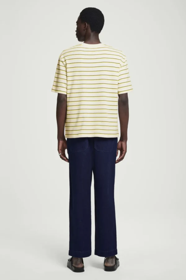 COS RELAXED STRIPED COTTON-BOUCLÉ T-SHIRT YELLOW / STRIPED Flash Sale