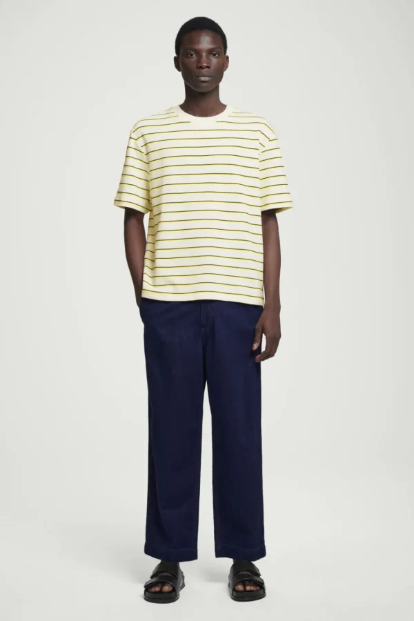 COS RELAXED STRIPED COTTON-BOUCLÉ T-SHIRT YELLOW / STRIPED Flash Sale