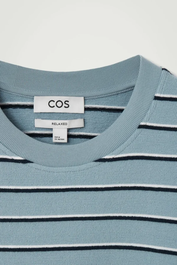 COS RELAXED STRIPED COTTON-BOUCLÉ T-SHIRT BLUE / STRIPED Fashion