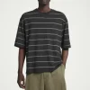 COS RELAXED STRIPED HEMP-JERSEY T-SHIRT BLACK / STRIPED Store