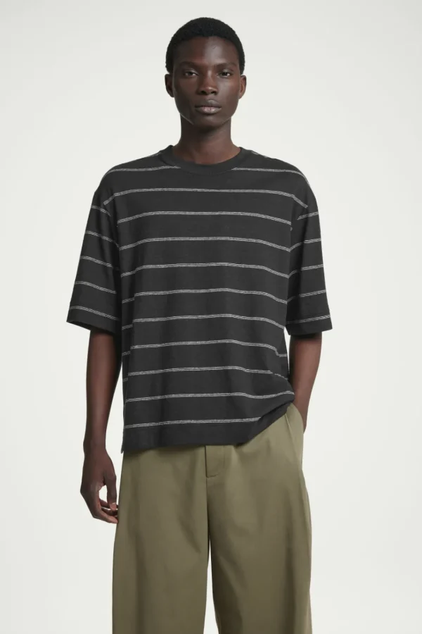 COS RELAXED STRIPED HEMP-JERSEY T-SHIRT BLACK / STRIPED Store