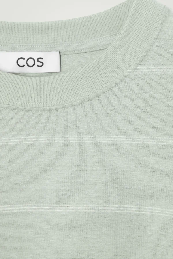 COS RELAXED STRIPED HEMP-JERSEY T-SHIRT LIGHT TURQUOISE / STRIPED Best Sale