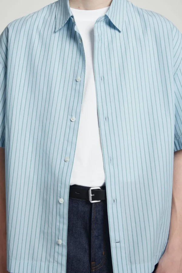 COS RELAXED STRIPED SHORT-SLEEVED SHIRT BLUE / STRIPED Fashion