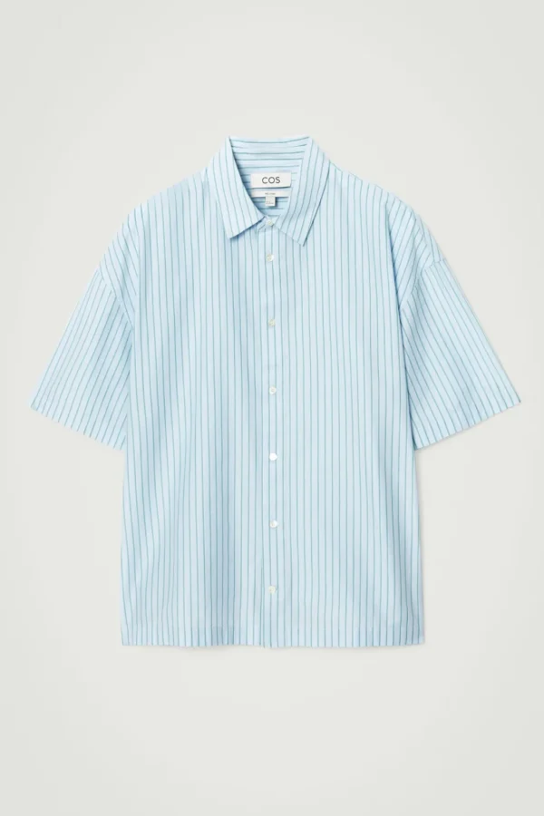 COS RELAXED STRIPED SHORT-SLEEVED SHIRT BLUE / STRIPED Fashion