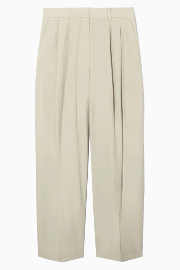 COS RELAXED TAILORED WIDE-LEG PANTS BEIGE New