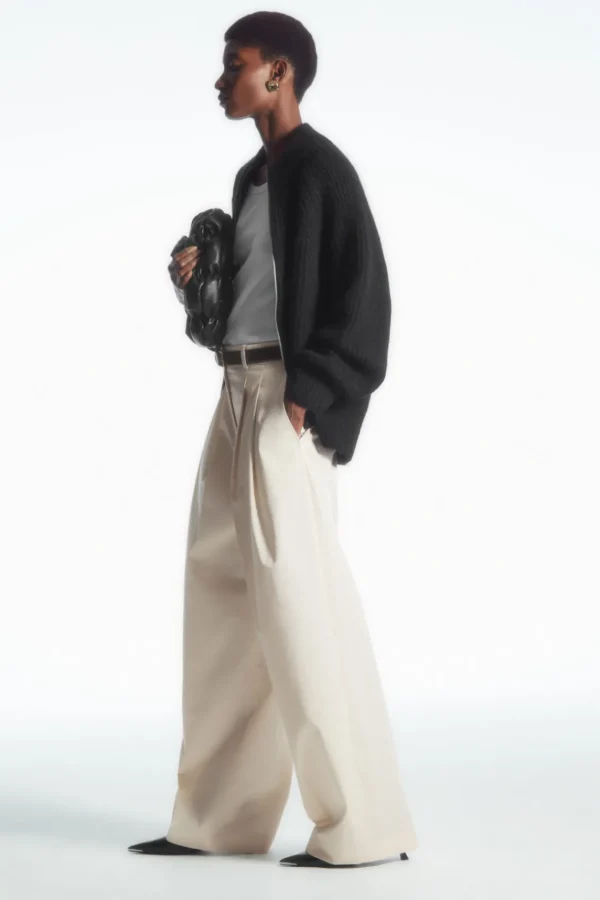 COS RELAXED TAILORED WIDE-LEG PANTS CREAM Cheap