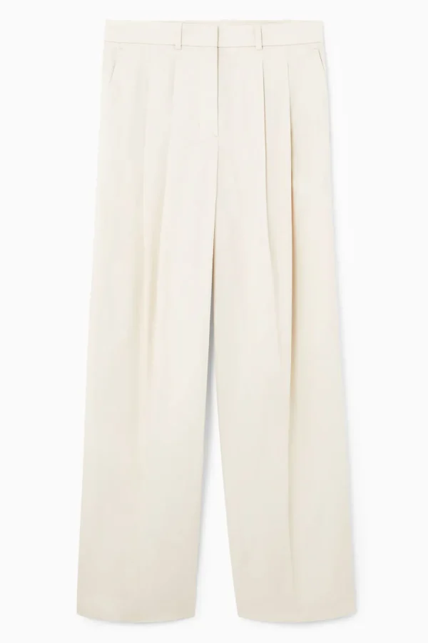 COS RELAXED TAILORED WIDE-LEG PANTS CREAM Cheap