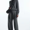 COS RELAXED TAILORED WOOL WIDE-LEG PANTS GRAY MÉLANGE Sale