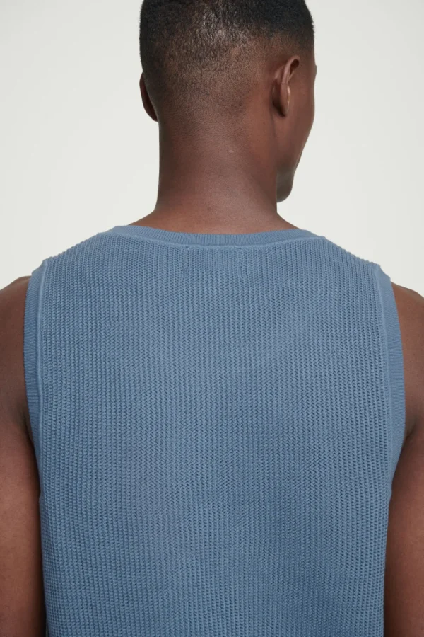 COS RELAXED TEXTURED-KNIT COTTON TANK STEEL BLUE Flash Sale