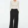 COS RELAXED TWILL WIDE-LEG PANTS BLACK New