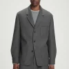 COS RELAXED UNSTRUCTURED MERINO WOOL-BLEND BLAZER GRAY Clearance