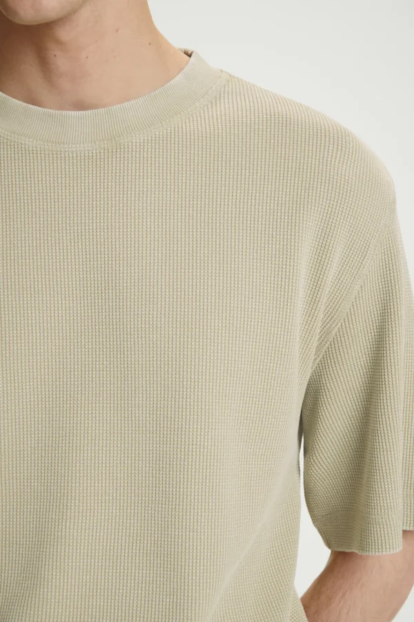 COS RELAXED WAFFLE-TEXTURE COTTON-JERSEY T-SHIRT STONE Sale