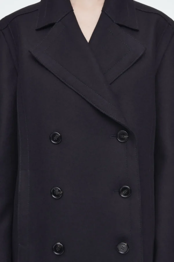 COS RELAXED WOOL PEA COAT NAVY Fashion