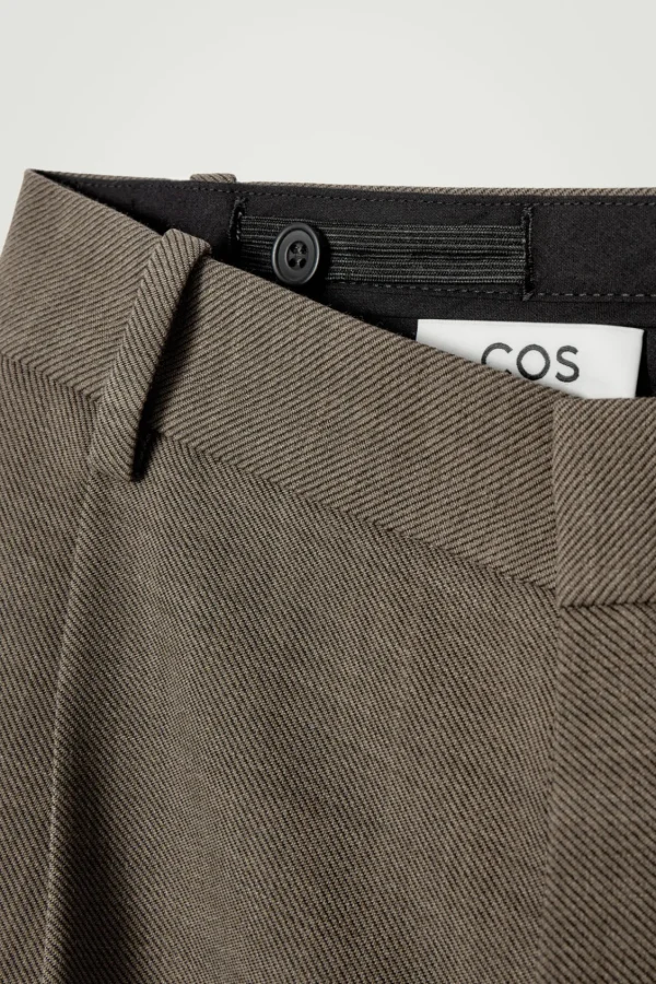 COS RELAXED WOOL-BLEND TAPERED PANTS DARK BEIGE Hot