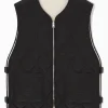 COS REVERSIBLE FLEECE-LINED UTILITY VEST BLACK New