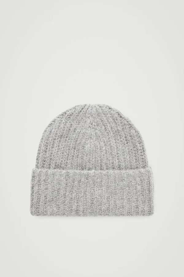 COS RIBBED ALPACA-BLEND BEANIE GRAY Hot