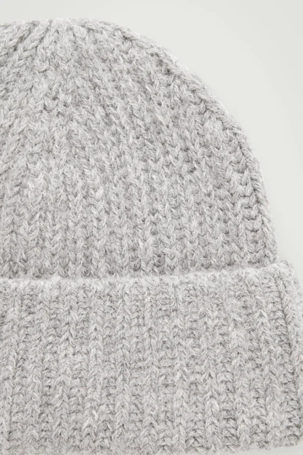 COS RIBBED ALPACA-BLEND BEANIE GRAY Hot