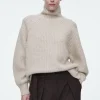 COS RIBBED CASHMERE-BLEND FUNNEL-NECK SWEATER BEIGE MÉLANGE Best