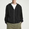 COS RIBBED JERSEY ZIP-UP HOODIE BLACK Best Sale