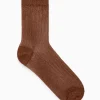 COS RIBBED LUREX SOCKS COPPER Cheap