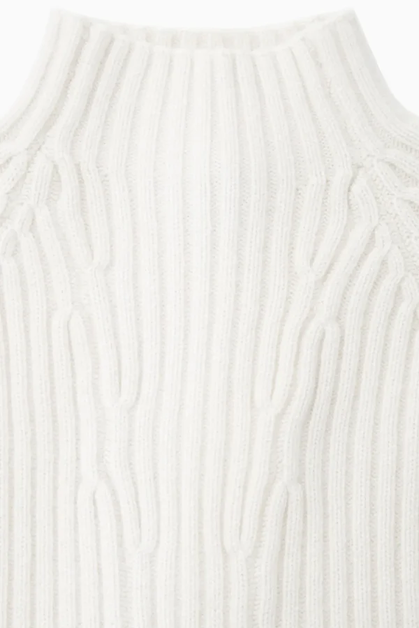 COS RIBBED PURE CASHMERE TURTLENECK SWEATER OFF-WHITE Discount